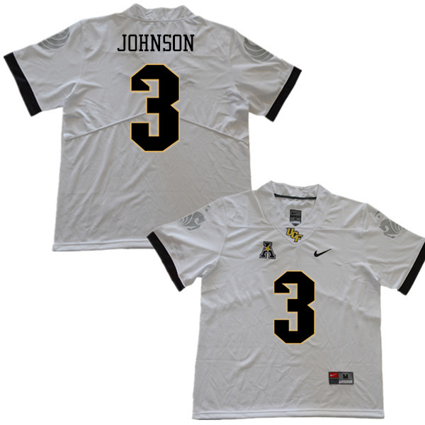 Men #3 Brandon Johnson UCF Knights College Football Jerseys Sale-White - Click Image to Close
